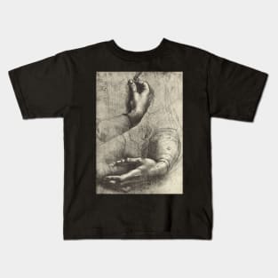 Study of a Woman's hands, drawn by Leonardo Da Vinci, 1452 – 1519 Kids T-Shirt